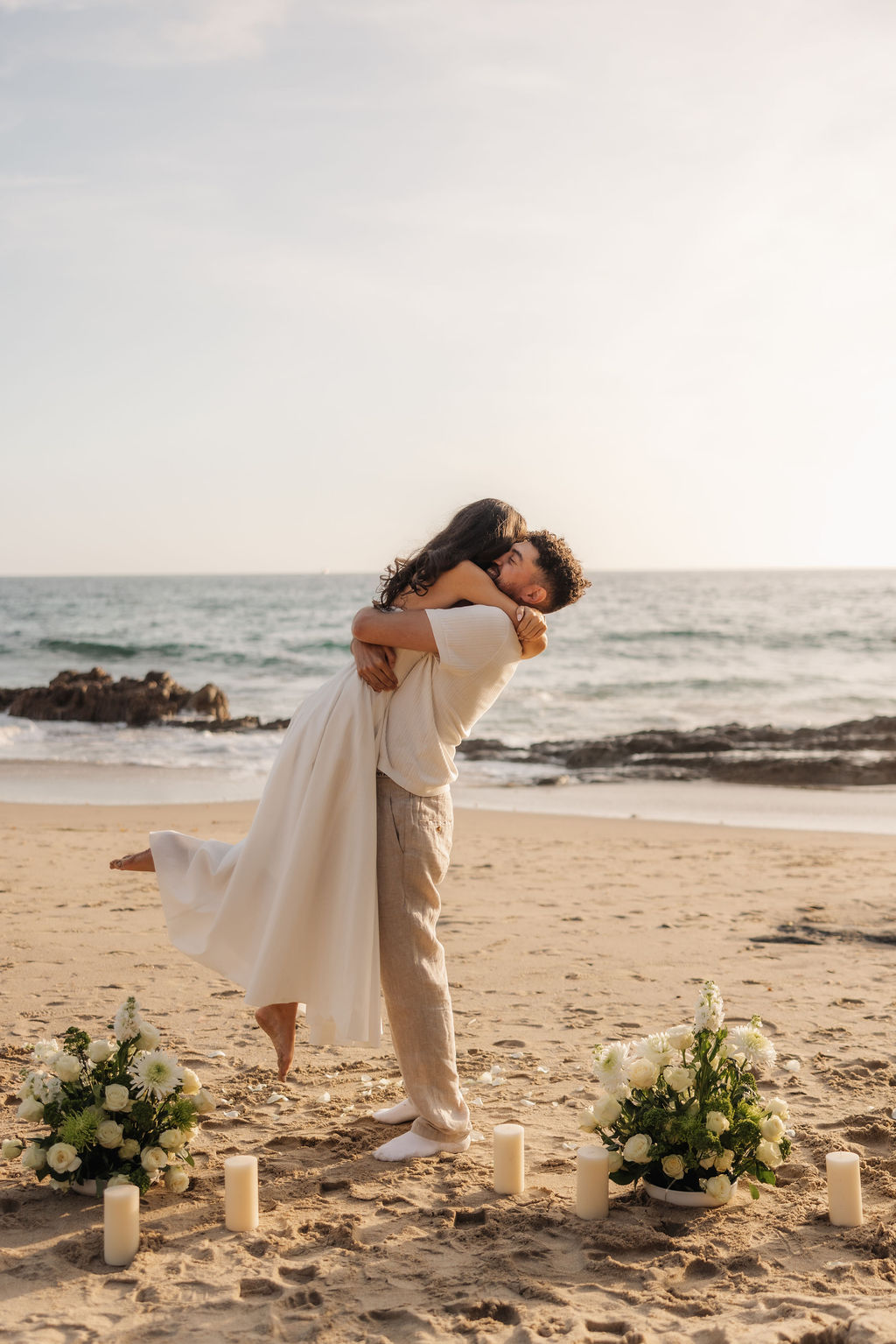 Golden hour proposal moments on the California coast by Ojai proposal photographer