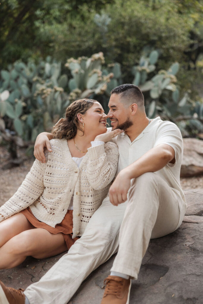 Unique succulent garden engagement photos in Ojai