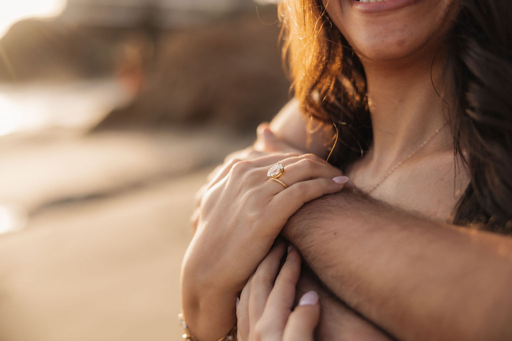 Sunset coastal romantics for a newly engaged California couple by Ventura photographer